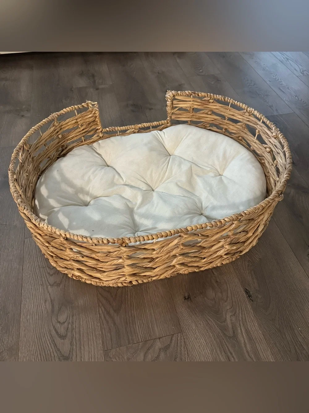 Two Dog Beds – Wicker Boutique Bed + Nandog Plush Bed – Set of